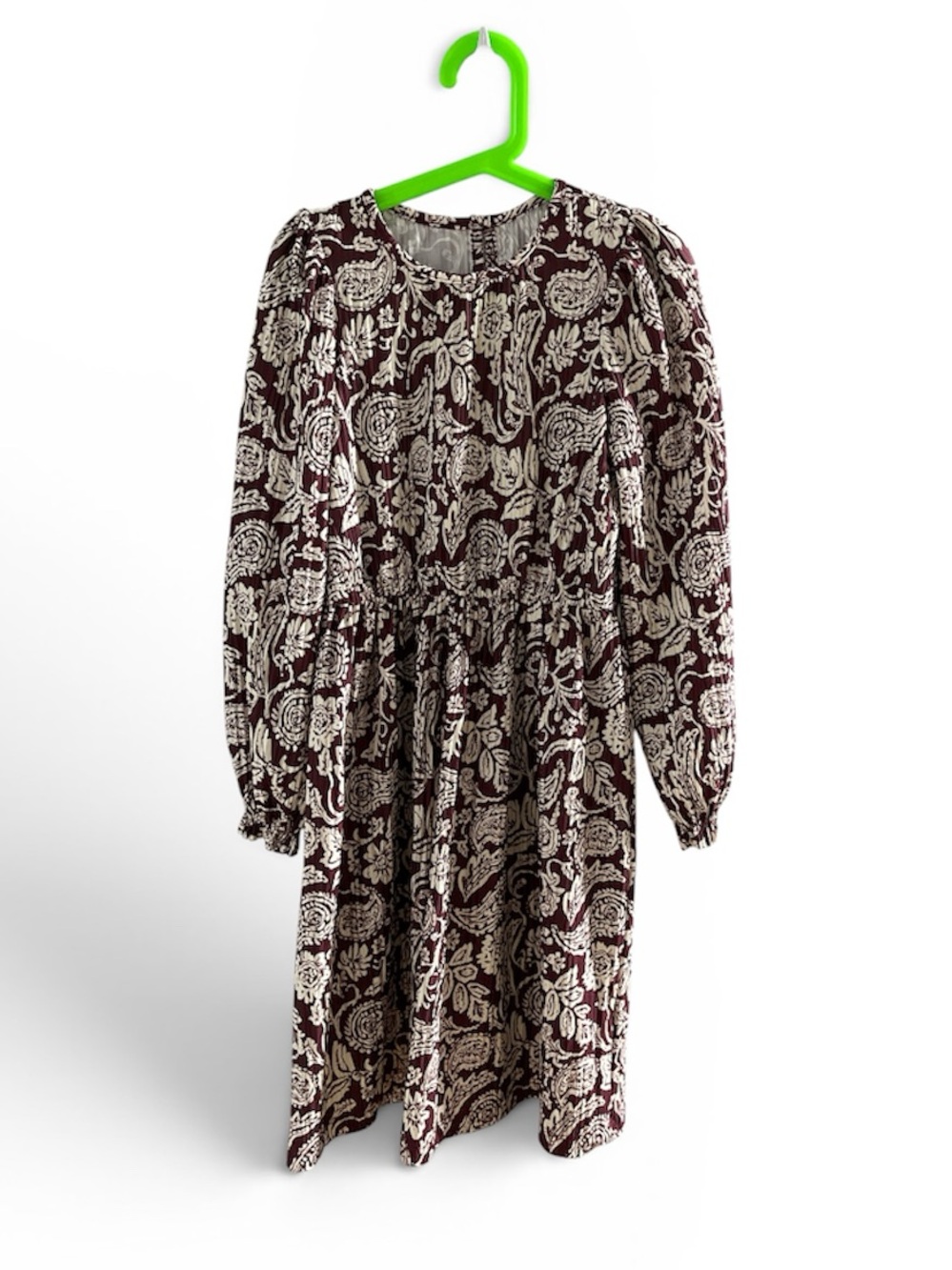 ❤️ Four for 25$ ❤️ Zara Burgundy and Cream Floral Long-Sleeve Kids Dress Sz 10